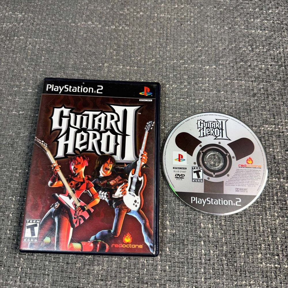 RedOctane Guitar Hero II PS2 Game NTSC SLUS 21447 Black Case Retro Y2K